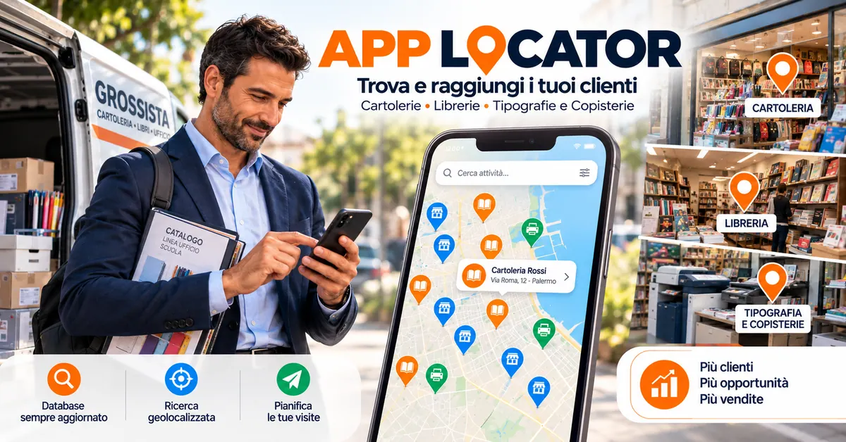 Locator Sicilia: app per grossisti per trovare cartolerie, librerie e tipografie sulla mappa della Sicilia